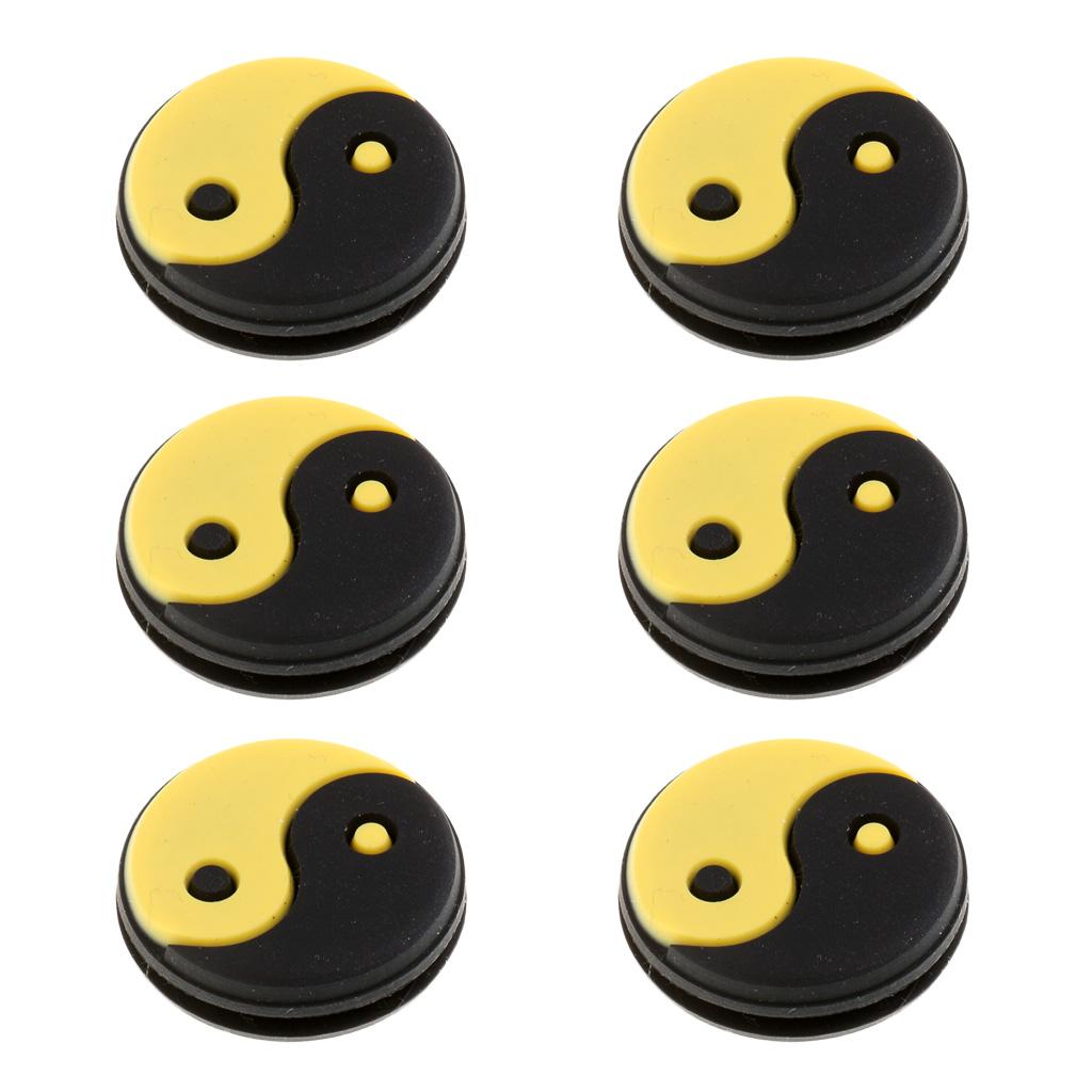 6 Pieces Yin Yang Tennis Racquet Vibration Dampener Shock Absorbers Set Tennis Accessories Rubber Reduce Shocking