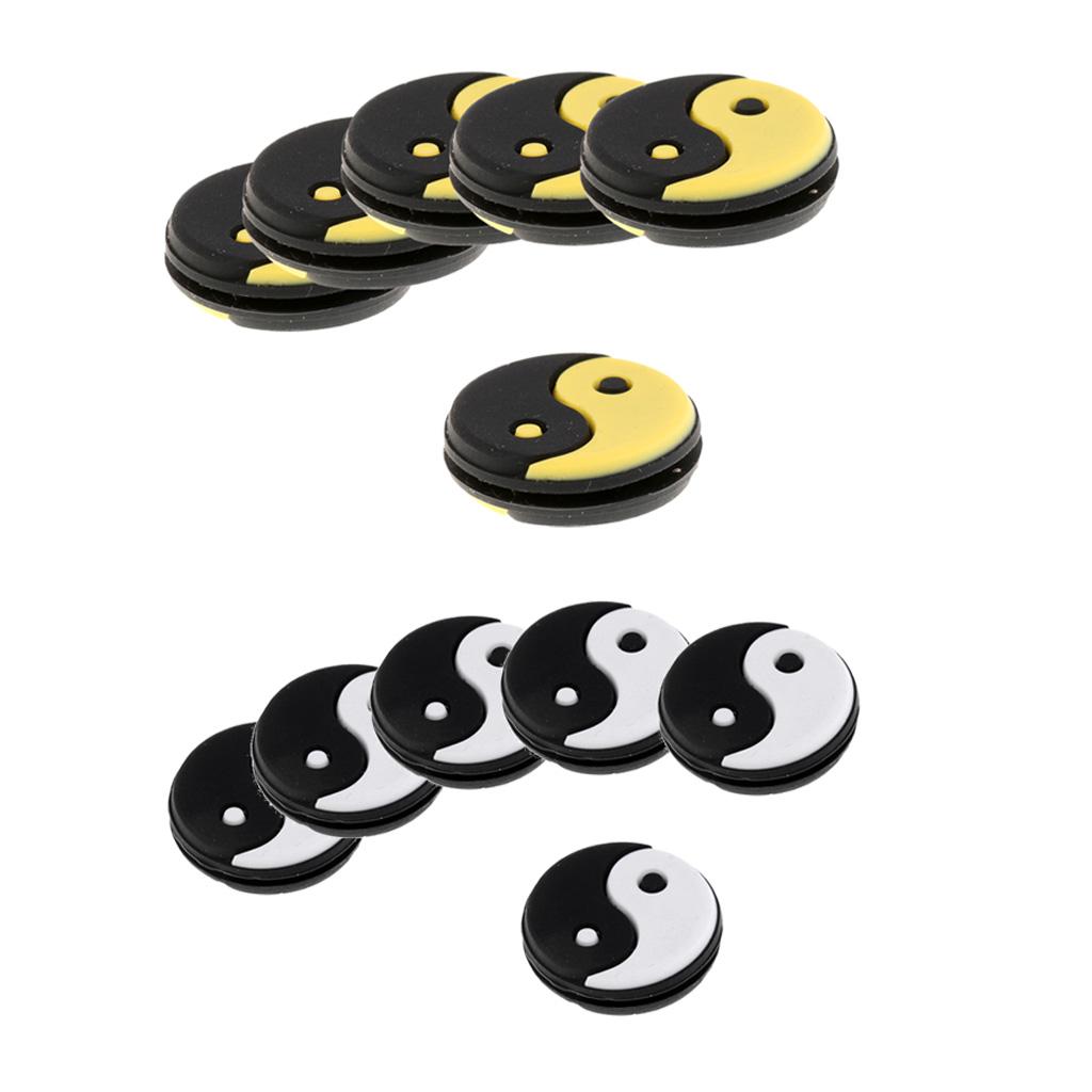 6 Pieces Yin Yang Tennis Racquet Vibration Dampener Shock Absorbers Set Tennis Accessories Rubber Reduce Shocking