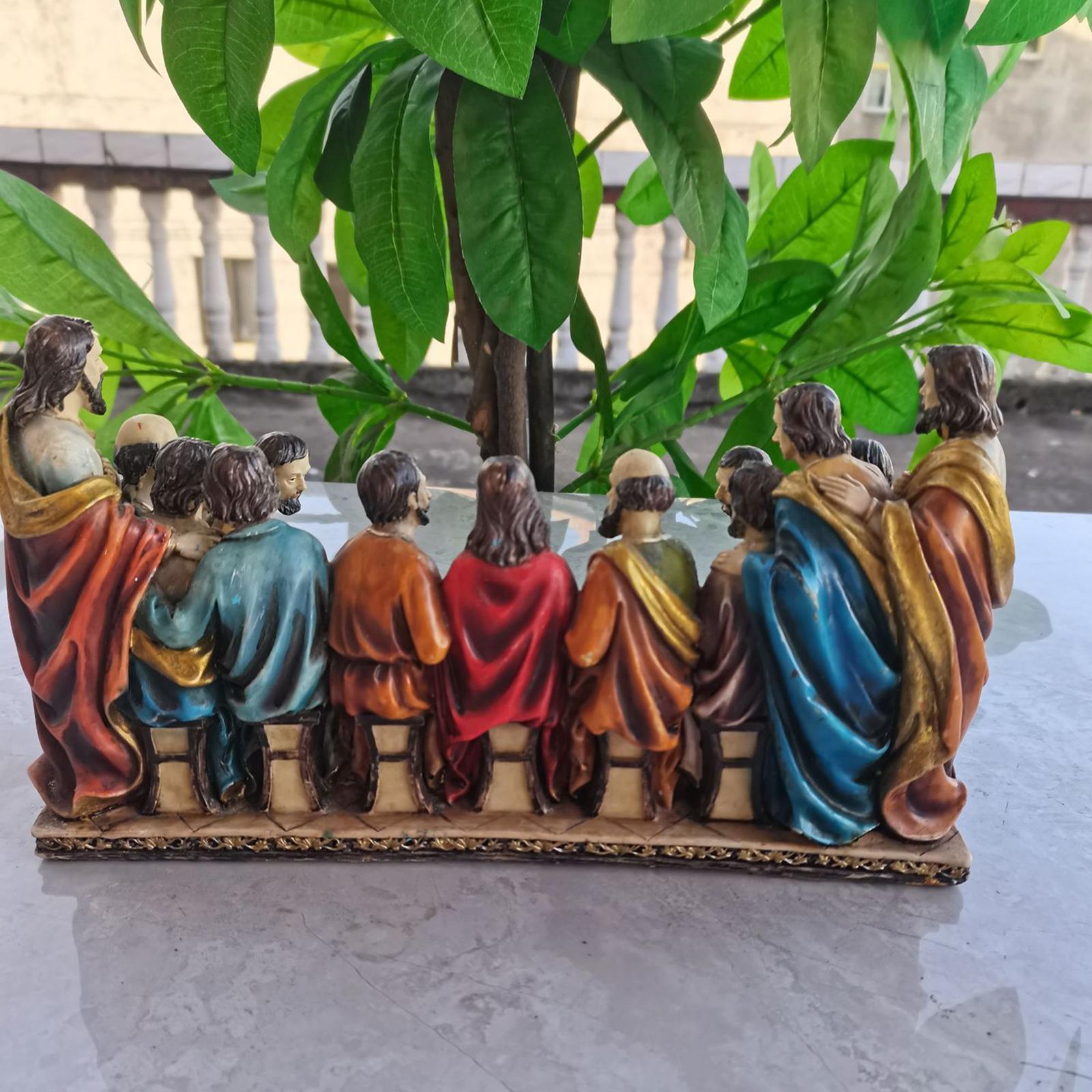 Resin The Last Supper Decorative Statue Jesus and The 12 Disciples for Living Room Bedroom Decor Religious Gift