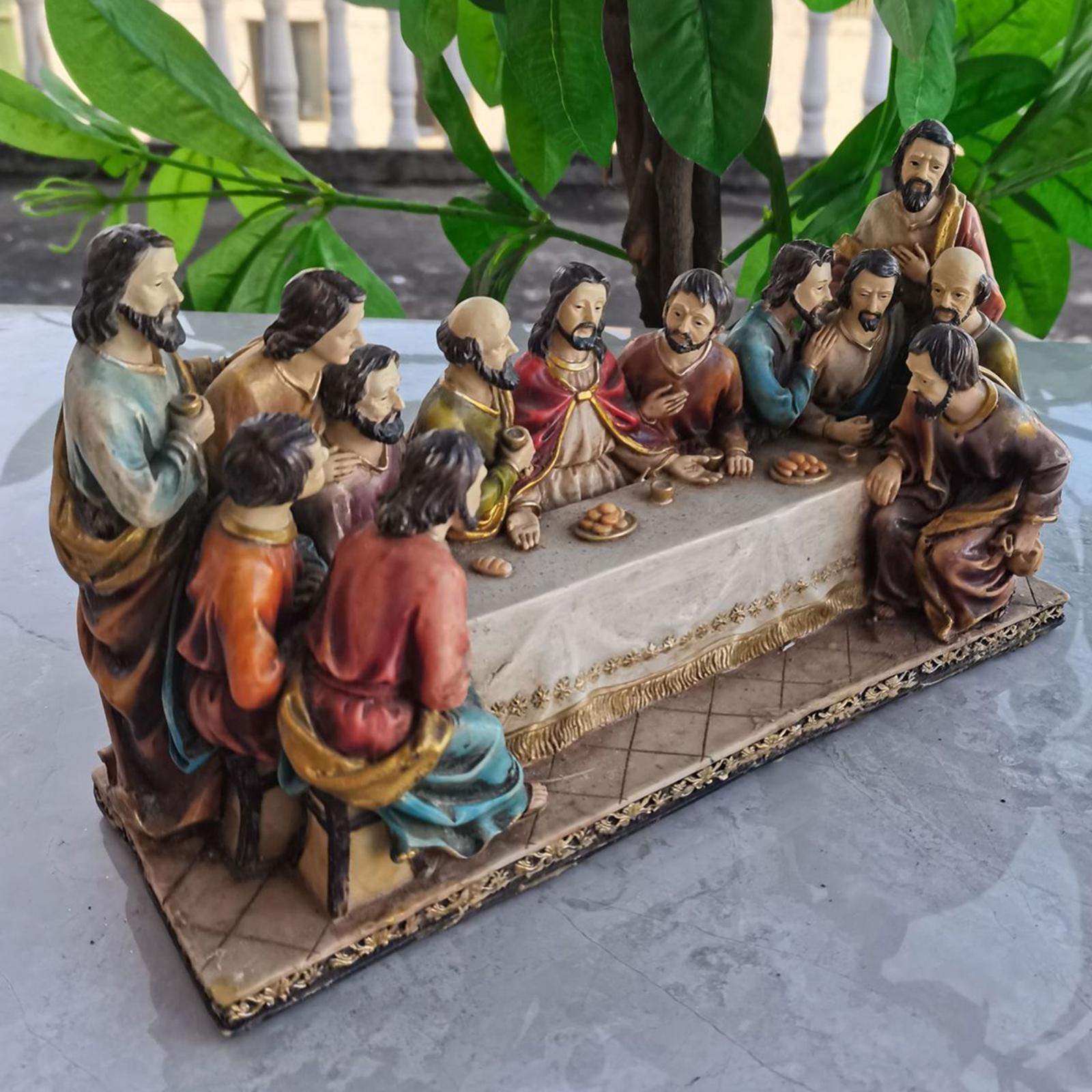 Resin The Last Supper Decorative Statue Jesus and The 12 Disciples for Living Room Bedroom Decor Religious Gift